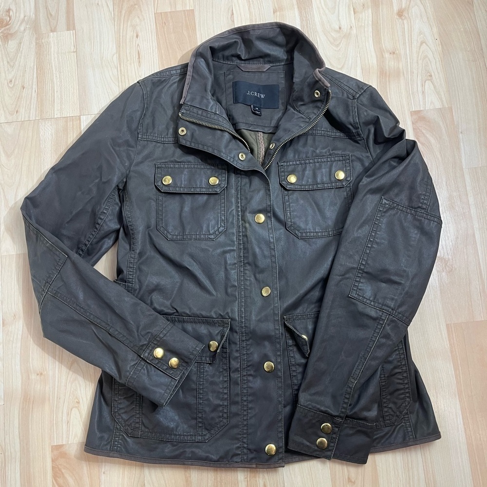 J. CREW Relaxed‎ Boyfriend Field Jacket Army Green Cotton SZ XSMALL